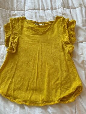 Chico's Bright Yellow Ruffle Sleeve Tee